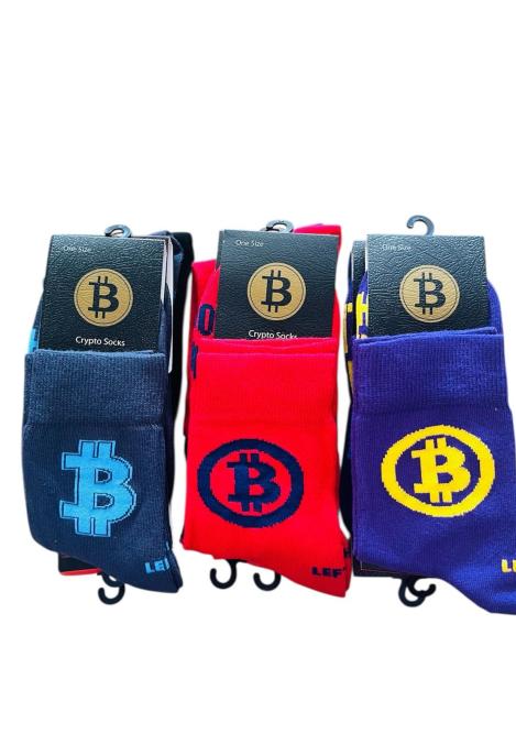 Sosete barbatesti ,Imprimeu Bitcoin,Culoare Diversificata,Engros